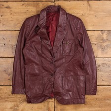 Vintage Etienne Aigner Leather Jacket M 90s Blazer Red Womens Button
