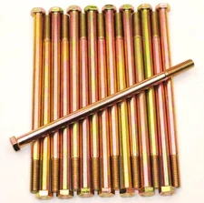 (10) Hex Head 1/2-13 x 10 Grade 8 Bolts Yellow Zinc Plated Cap Screws 10"