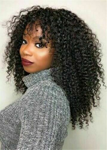 High Quality Wig New Beautiful Women's Fluffy Medium Natural Black Curly Wigs - Picture 1 of 4