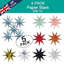 5 PACK 12" PAPER STARS Wedding Birthday Celebration Event Party Decoration UK