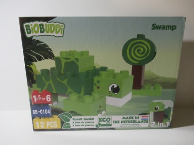 BiOBUDDi Building Blocks - Swamp Turtle - 12 Pieces - Plant Based/Eco Friendly