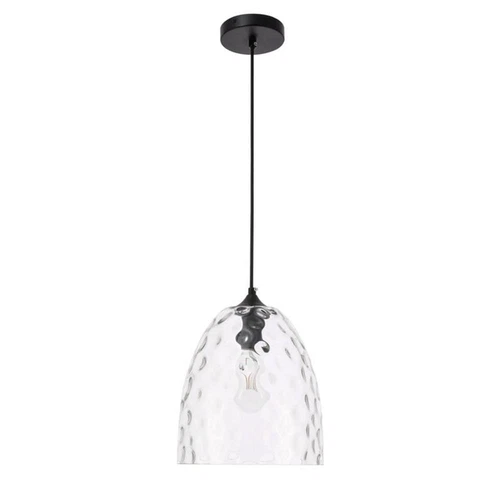 Living District Gibson 1-Light Metal & Glass Pendant in Black/Clear - Picture 3 of 13