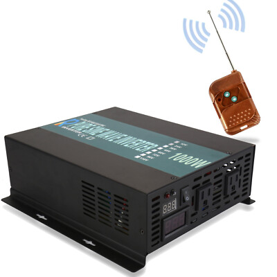Pure Sine Wave Inverter 1000W 24V Home Solar Power System Car RV Remote Control