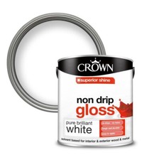 Crown Non-Drip Gloss Pure Brilliant White Paint 2.5L