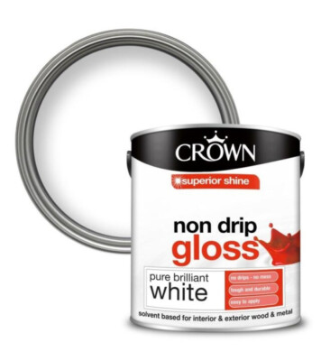 Crown Non-Drip Gloss Pure Brilliant White Paint 5010131018688 UK