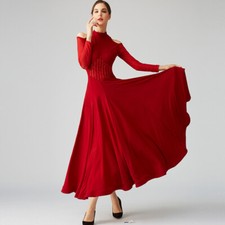 Latin Ballroom Dance Dress Modern Salsa Waltz Standard Long Dress Q125 2 Colors