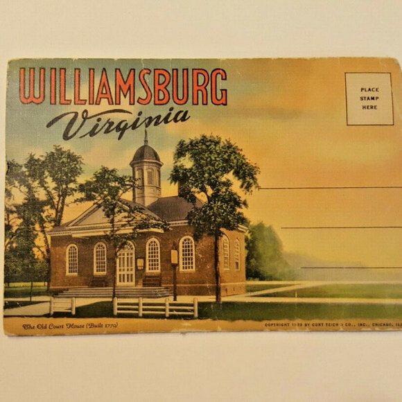WILLIAMSBURG Virginia Vintage POSTCARD Set 1939 Accordion Design