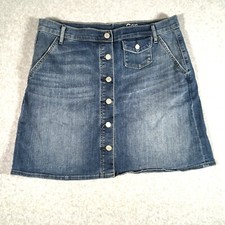 GAP 1969 Blue Denim Women' Skirt Size 31 Button Front Medium Wash W/Pockets