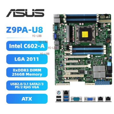 ASUS Z9PA-U8 Motherboard ATX Intel C602-A LGA2011 DDR3 SATA2/3 VGA RJ45 PS/2+I/O