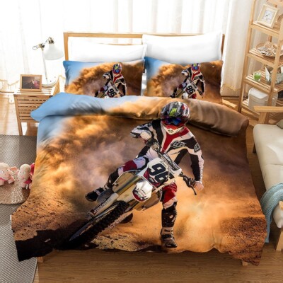 3D Off Road Motorcycle Rider Quilt Cover Set Bedding Sets Pillowcases