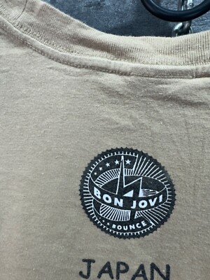 Bon Jovi Bounce World Tour Graphic T Shirt Tan Size L | eBay