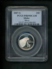 2007-S US Statehood Quarter SILVER Idaho ID 25c .25 PCGS PR69 DCAM Proof