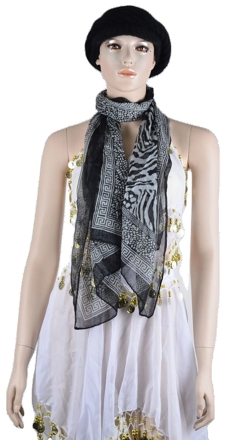 串珠黑色围巾和披肩女