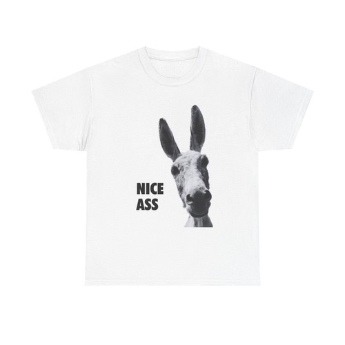 Nice Ass T Shirt Funny Donkey Animal Jokes Comedy Gift Unisex Heavy Cotton Tee