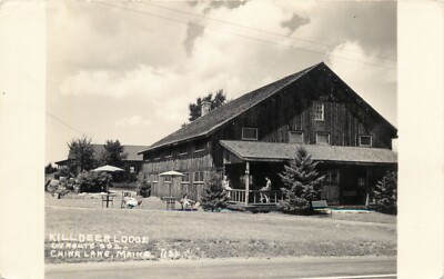 A View Of The Killdeer Lodge, Route 202, China Lake, Maine ME RPPC 1938