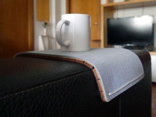 Slinky Wooden Couch Side Table with Washable Felt Cover Gray - Sofa Tray - Picture 2 of 6