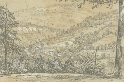 Mid 19th Century Graphite Drawing - Forest View