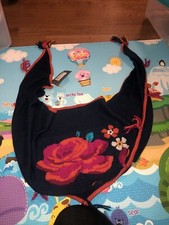 New W Tags Catamini Girls Scarf Ages 2-6. Dark Blue. Orange Lining. Rose. Warm