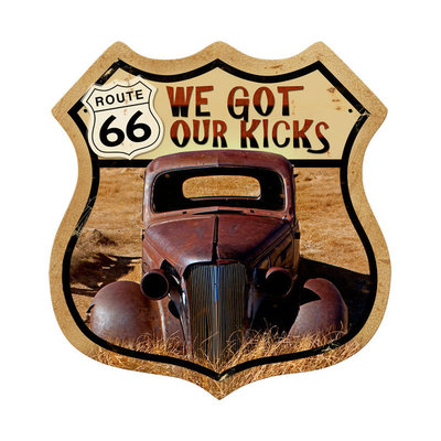 We Got Our Kicks Rusty Junkyard USA Route 66 Retro Sign Blechschild Schild Groß
