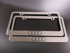 (2pcs) 4 Ring LOGO chrome METAL license plate frame - Front & Rear