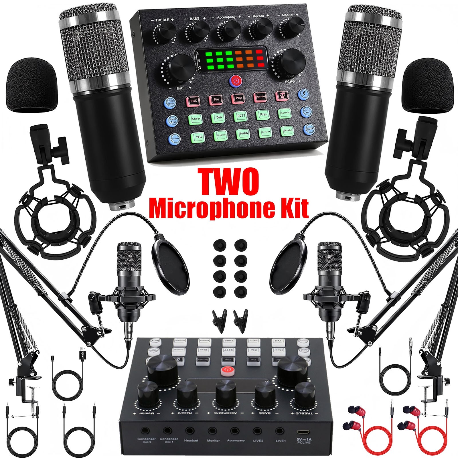 Podcast Equipment Bundle For 2 Studio Recording Kit Music Mi