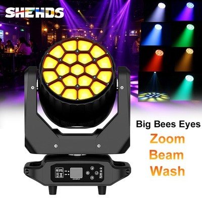 19x20W RGBW Zoom Big Bees Eyes Moving Head Light LED Beam+Wash Bar Disco Show