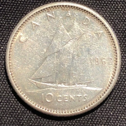 1962 Canada 10 Cent Proof Like Silver Coin - XF (Extra Fine) condition