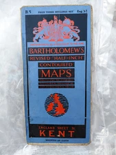 Vintage Bartholomew's Half Inch Cloth Map, , Sheet 31, Kent. 1937 Clean