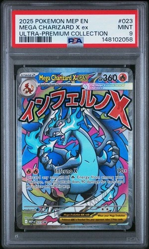 2025 POKEMON MEP EN-ME BLACK STAR PROMO #023 MEGA CHARIZARD X EX PSA 9