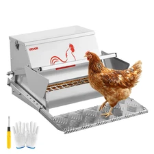 Automatic Chicken Feeder 25LB Treadle Poultry Feeder Galvanized No Waste