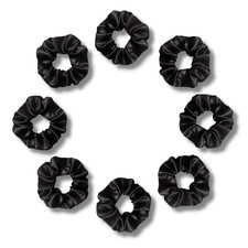 Luxury Black Satin Scrunchies, Satin Hair Ties for thick curly Hair, Scrunchie