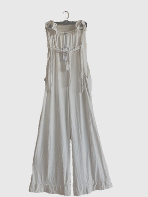 Tempo Paris Woman's elastic waist sleeveless wide leg overalls Size S Italy