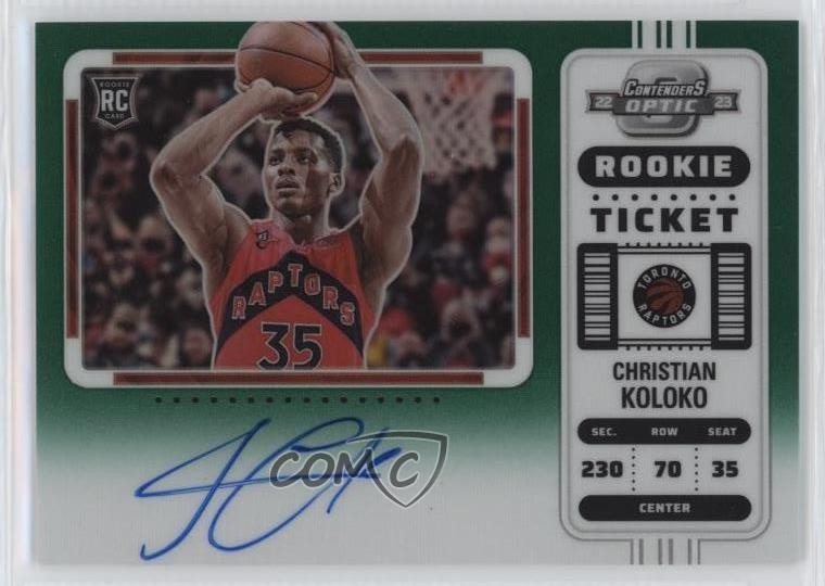 2022 Contenders Optic Green Prizm 5/75 Christian Koloko #116 Rookie Auto RC 16m4