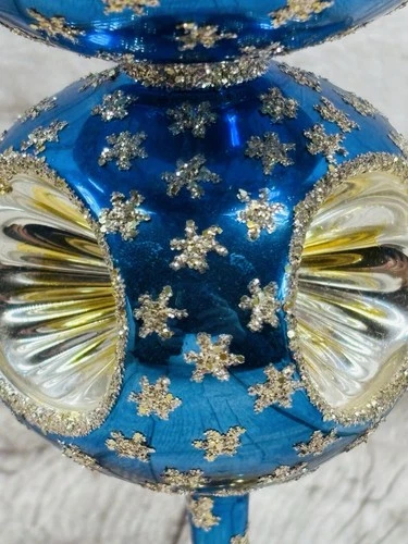 Christopher Radko Azul Real Doble Estrella Reflector Adorno de Navidad 9 pulgadas - Imagen 4 de 12
