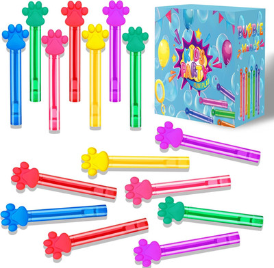 24PCS Paw Print Bubble Wands for Kids Blue Puppy Dog Party Favors Decorations Pi