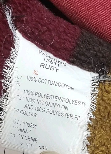 Vintage Woolrich Chore Mantel Damen XL rot Decke Fleece gefüttert Cordkragen Scheune - Bild 4 von 7