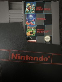 Nintendo NES Konsole Grau + 2 Controller + Supermario bros, Tetris & Worldcup