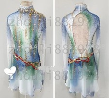 New Ice Figure Skating Dress Figure Skating Dress For Competition blue dyeing