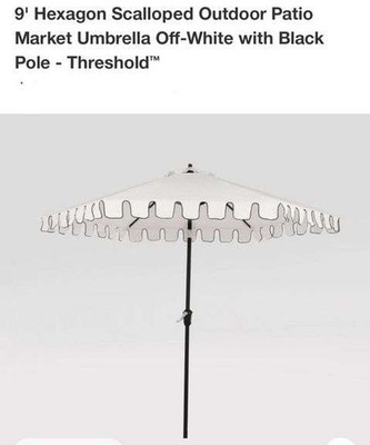 6 white patio umbrella 6' Square Outdoor Patio Market Umbrella Off-White with Black Pole -  Threshold
