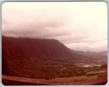Vtg Color Snapshot Mountain Valley Landscape Overlook Clouds July 1982 1960s