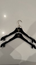 CHANEL Black Velvet Non-Slip Hangers Set of 2 Gold Hook Two-Piece