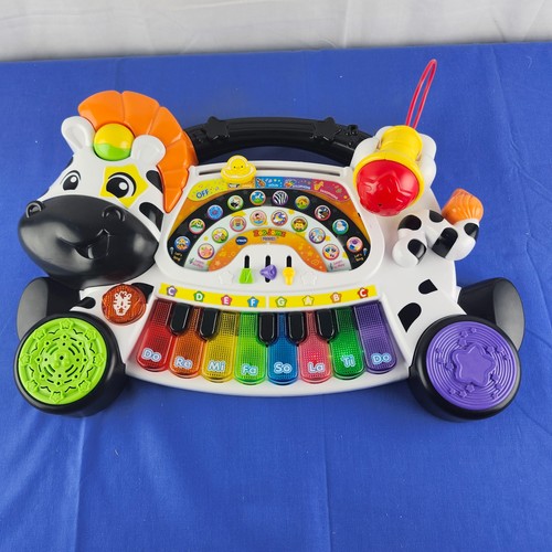 Vtech Zebra Zoo Jamz Piano Musical Light up Instruments Mic Educational VIDEO