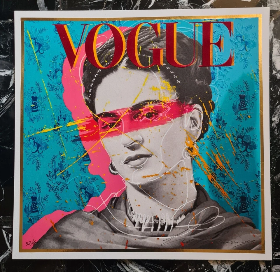 LA ROUGE -FRIDA KAHLO polimaterial serigrafía sobre lienzo arte pop callejero... Foto 2 de 4