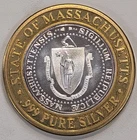 1994 Foxwoods Casino .999 Silver Casino Token Massachusetts State Seal