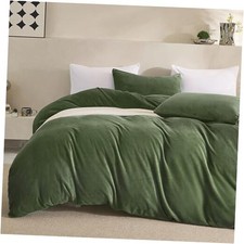 Christmas Bedding Set Velvet Duvet Cover King King 104" x 90" Olive Green