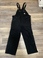 Carhartt Black Bib Overalls 42 x 30 Double Knee R02 BLK Canvas Lined Insulated