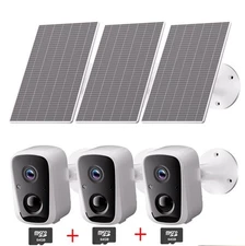 3PCS 2K 4MP Solar Security Camera Outdoor Home Surveillance PIR 2-Way Talk +64GB