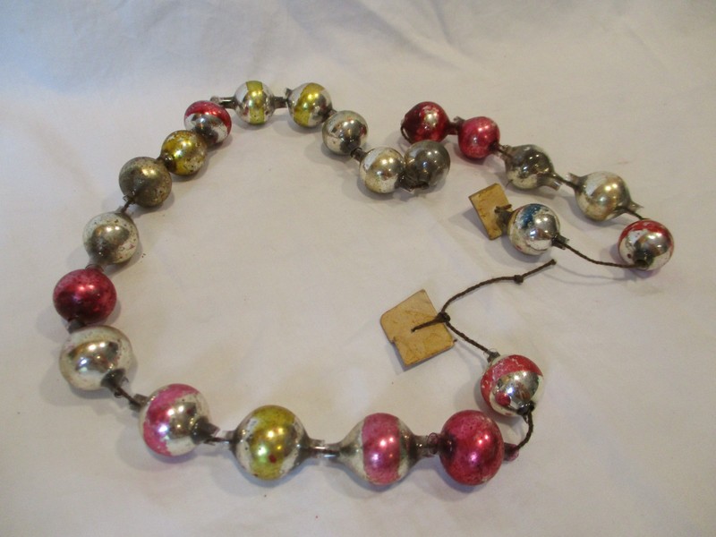 vintage miniature 3/4" Christmas tree mercury glass string craft ornament lot