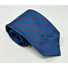 70s Vintage Countess Mara Mens Silk Tie Circle Dot Pattern Blue Red 56" x 3"
