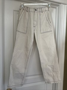 Brandy Melville John Galt White w/Black Stitching Boyfriend Relaxed Pants Jeans